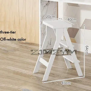 الخشب الصلب البراز المحمولة المطبخ للطي البراز داخلي متعدد الوظائف المنزل 3 خطوات سلم قابلة للطي سلم الرف أفضل 12 سلم مطبخ للمبيعات 3 خطوات - رقم 3