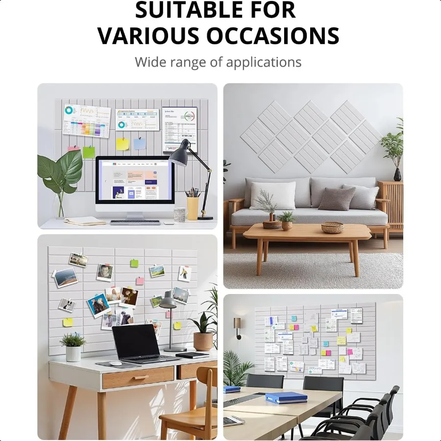 لوحة الفلين الكبيرة 12 حزمة 12 "X12" X0.4" بلاط لوحة الإعلانات مع لاصق ذاتي لجدار المنزل والمكتب ديكور دبوس لوحات الفلينWh #6