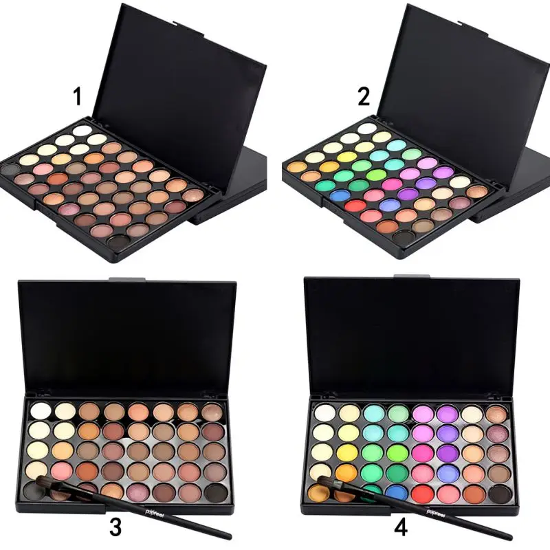 40 Colors Eyeshadow Palette Matte Mineral Pigmented High Texture Shimmer Glitter Eye Shadow with Brush