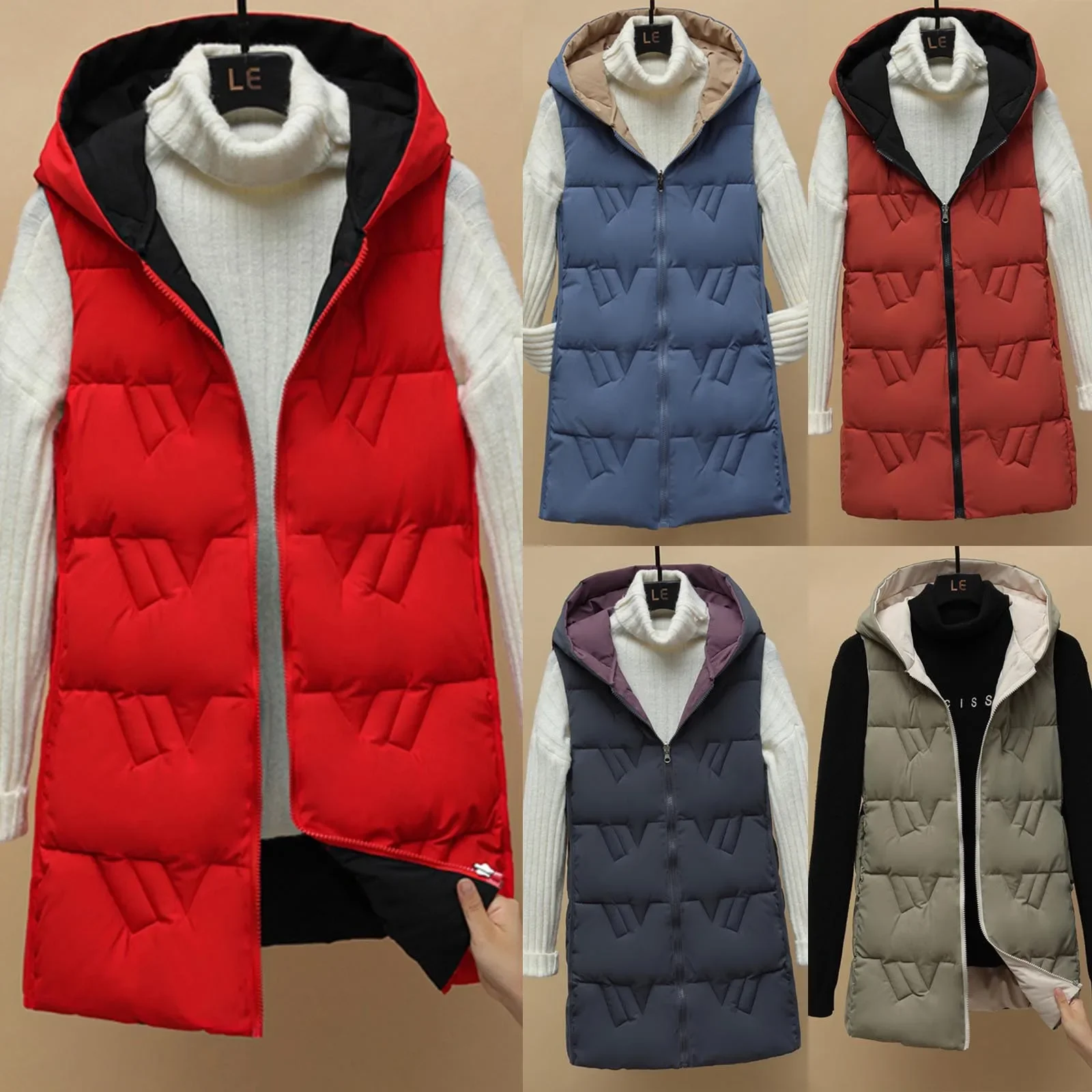 

Vests Winter Jacket Women 2023 Sleeveless Vests Hooded Padded Jacket Super Hot Coats Korean Fashion Cardigan cheap Wholesale New