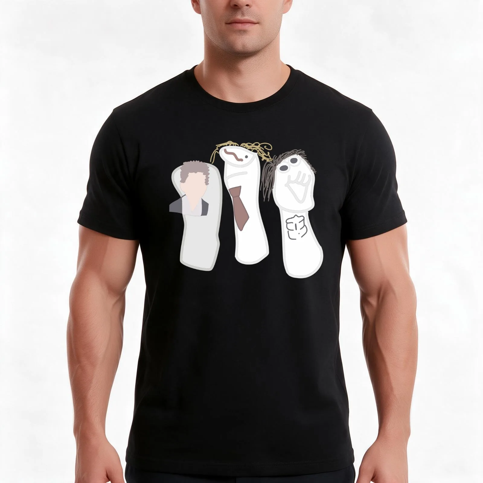 Workaholics Sock Puppets T-Shirt, Summer Casual Cotton Tee, Oversized Streetwear Tops, Vintage Graphic Print, Unisex Men Women