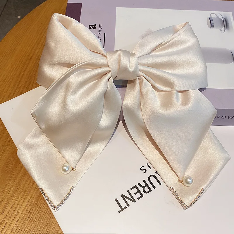 Koreanische Band Perle Schleife Haarspangen für Frauen Zubehör Strass Pin Bögen Haarspange Kopfbedeckung Luxus Schmuck – Detail 3