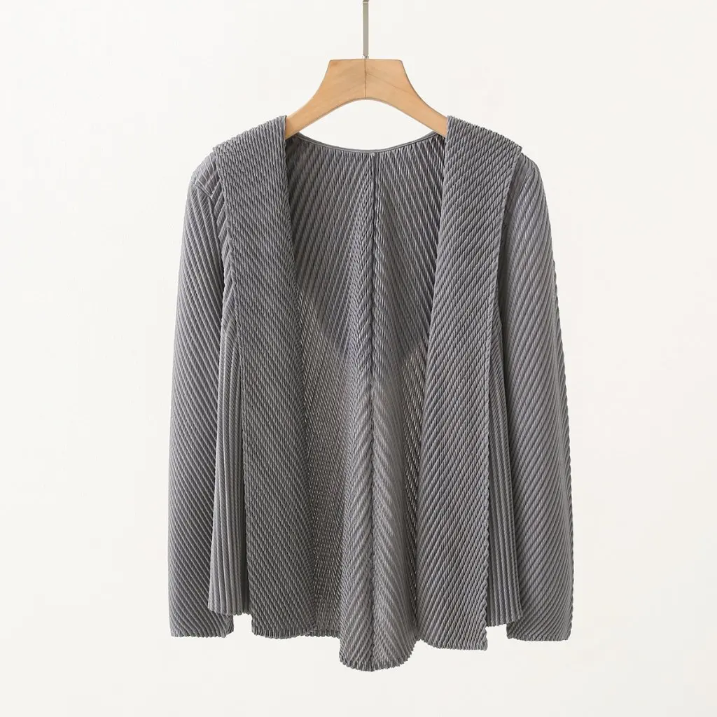 

Женская плиссированная куртка с капюшоном Miyake Fish Scale E3DD-156, однотонный топ с пряжкой, осенняя новинка