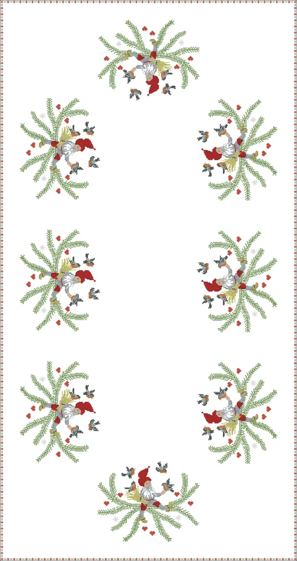 Santa Claus Tablecloth DIY Embroidery Cross Stitch Kits, Cotton Needlework Craft Kits, 80-143