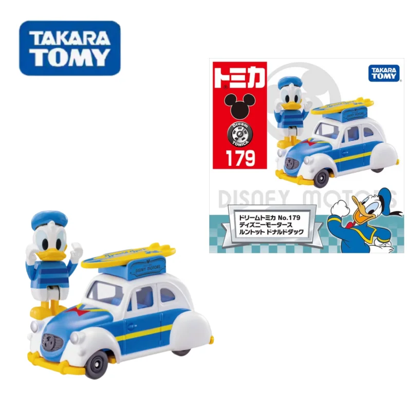 TAKARA TOMY Disney Alloy Donald Duck Surf Wagon diecast alloy model, children's collection of decorative toys, gifts for friends