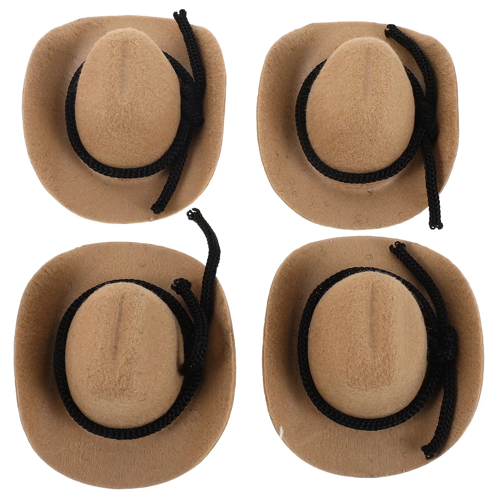 4 Piezas de Mini Sombreros de Vaquero, Accesorios Sencillos de Estilo Western para Niñas Vaqueras, 6.5cm, Color Caqui, Mini Sombreros Decorativos para Fiestas