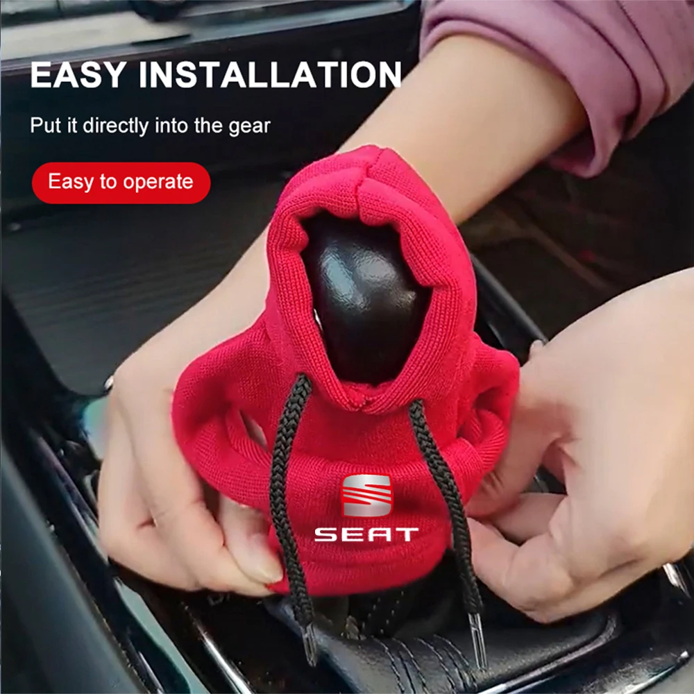 Car Hoodie Change Speed Lever Sweatshirt Handle Gear Shift Knob Cover For SEAT Alhambra Altea Arona Cordoba Ibiza Leon Cupra FR