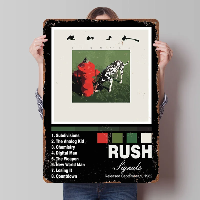 Rush Signals Album Cover Art Printed Poster Customized Wall Art Retro Vintage Metal Tin Signs for Mancave Decoration Gaming Home