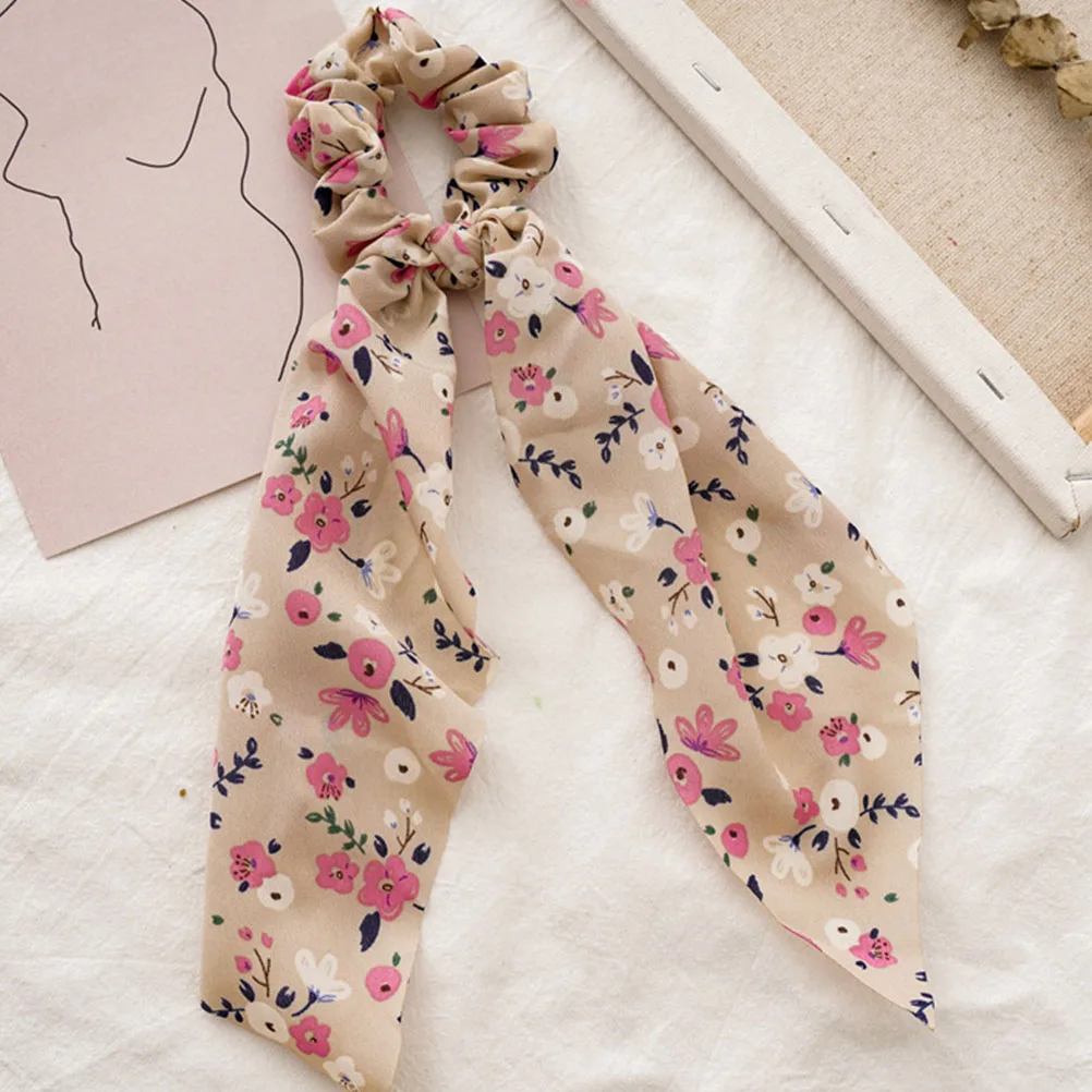 

5 Pcs Floral Hair Ring Elastic Scrunchies Accessories Girl Printing Tie Polyester Decorative Headwear
