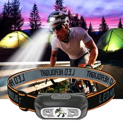 Mini Rechargeable Powerful Sensor Headlamp Fishing Camping USB Head Flashlight COB LED Head Light Torch Headlights Front Lantern