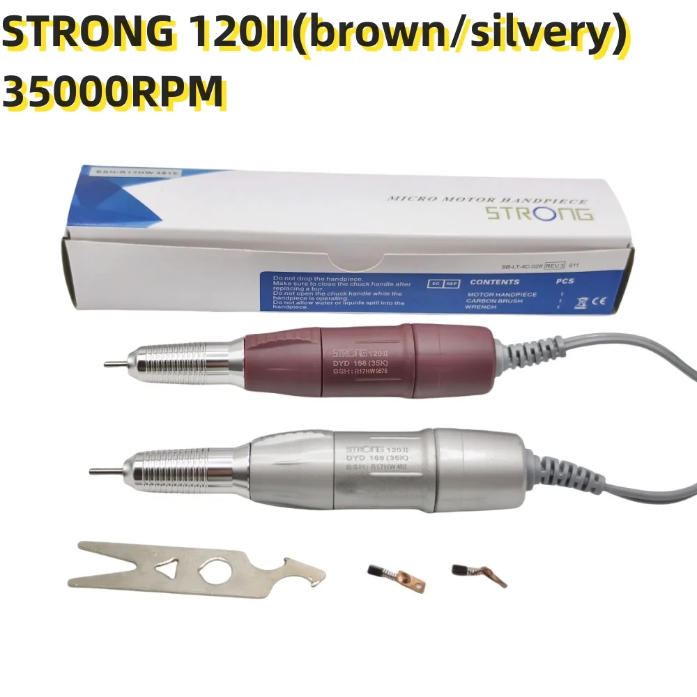 35K Brown Silver Drill Pen STRONG 120II Handpiece For All STRONG 210 211 90 Marathon Manicure Machine Nails Drill Handle Tools