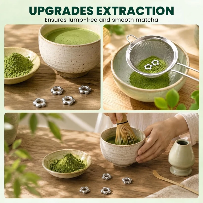Tea Strainer Accessory Set 3 Floral Alloy Inserts, 15 mm Powder Tea Filter Aids for Daily Tea Use, Travel Tea Service, and JOMD