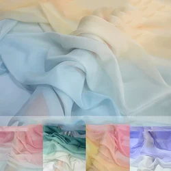 Gradient Printed Chiffon Fabric By The Meter for Wedding Dresses Skirts Shirts Hanfu Sewing Summer Thin Soft Textile Transparent