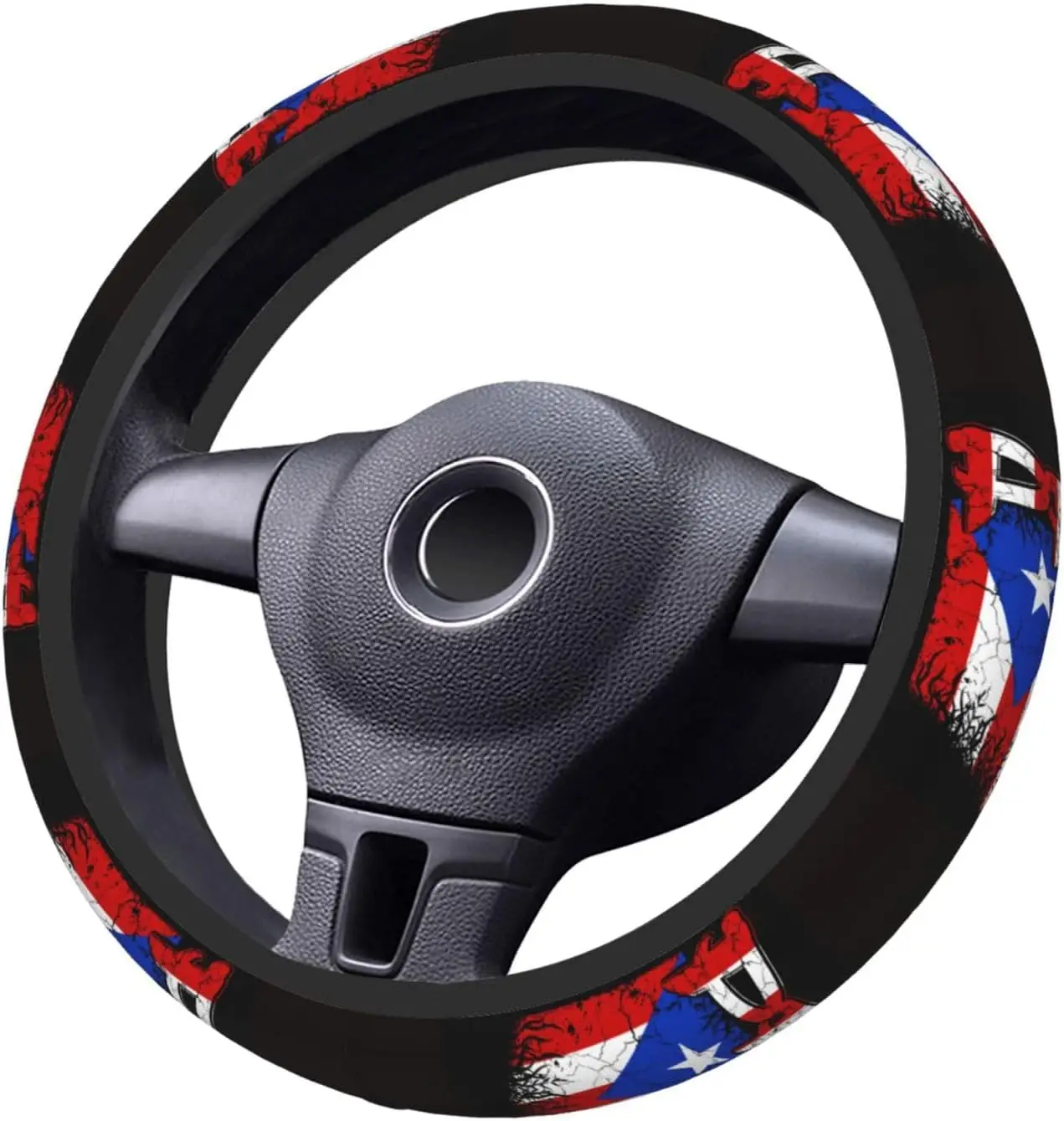 Puerto Rico Flag Steering Wheel Covers Anti Slip Sweat Absorption Elasticity Car Accessories Steering Wheel Protector Universal