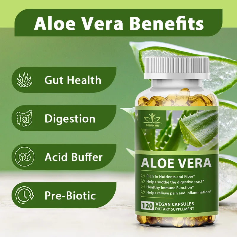 Organic Aloe Vera Supplement Cleansing, Detoxification, Metabolism for Women & Man Health Multivitamin Capsule