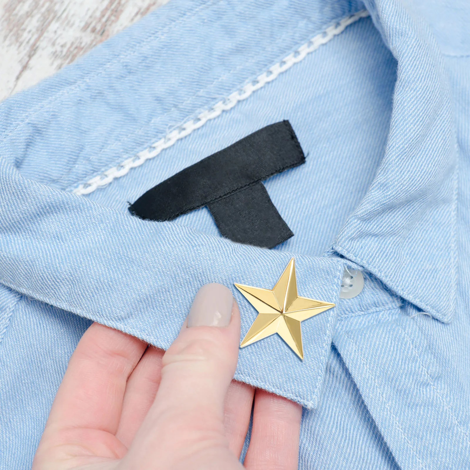 12 Pcs Clothes Pins Pentagram Badge Veterans Day Star Badges Party Supply Alloy Elegant Golden Zinc Man