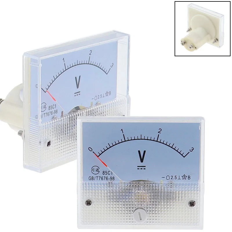 One-Stop-Shopping 85C1 85C1-V DC Analog Panel Voltmeter Amperemeter Amp Volt Meter Gauge 1-500V/V