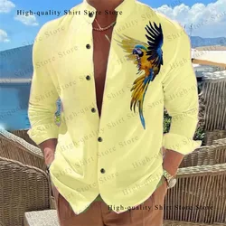 Men's shirt button up shirt Hawaiian clothing 3D printed 9-color parrot fashion casual long sleeved comfortable fabric