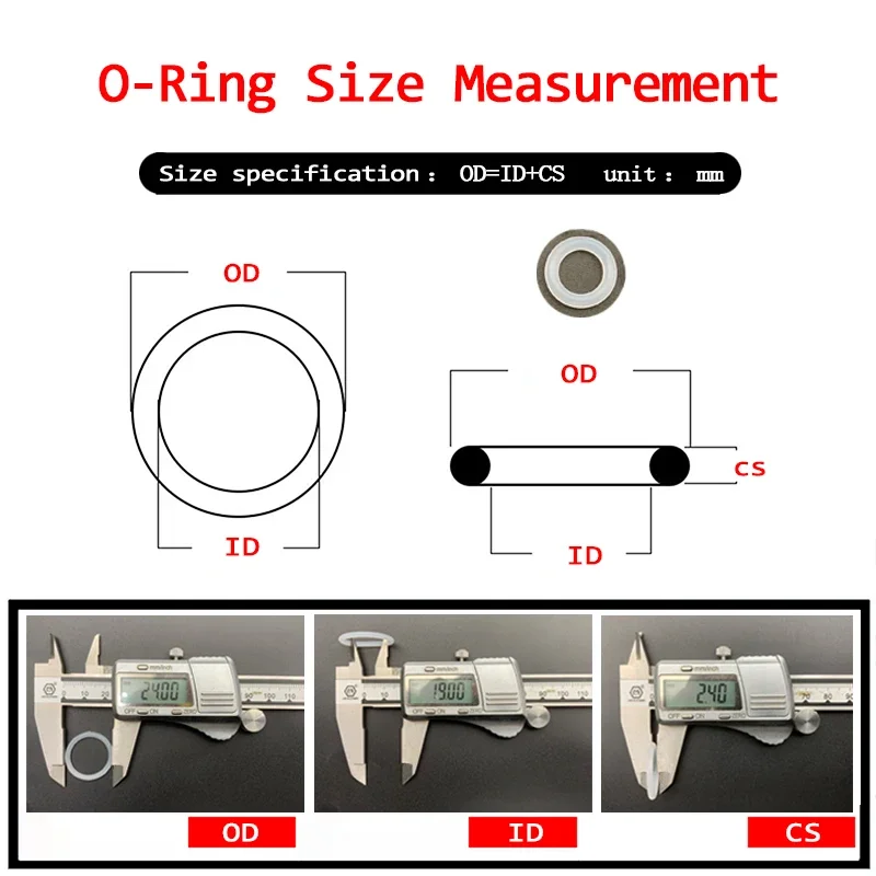 CS 1.6mm 50pcs Rubber O Ring ID 1.8mm~19mm NBR Machine Accessories Rubber Circular Ring Corrosion Oil Resistant Washer
