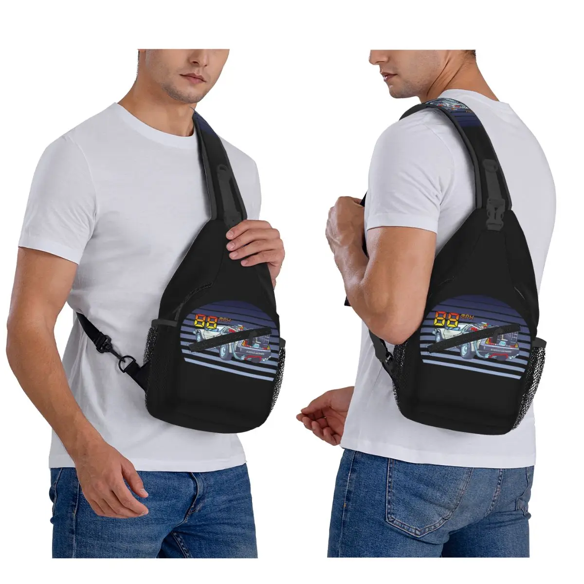 

DeLorean Back To The Future Chest Bag Men Sling Crossbody Backpack Chest Bag Travel Hiking Daypack Shoulder Bag