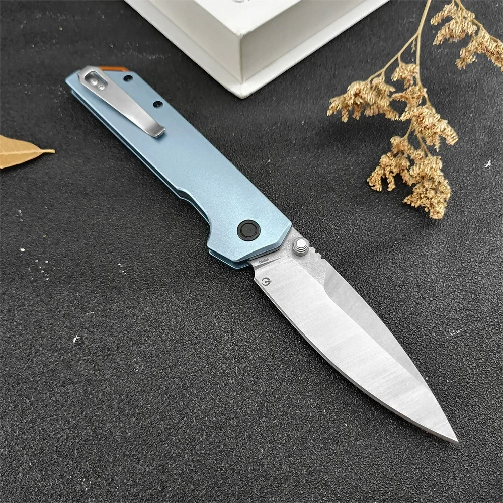 NEW 2038 Mini Iridium Folding Pocket Knife Military D2 Blade Ice Blue Anodized Aluminum Handles Camping Tactical Knife EDC Tools