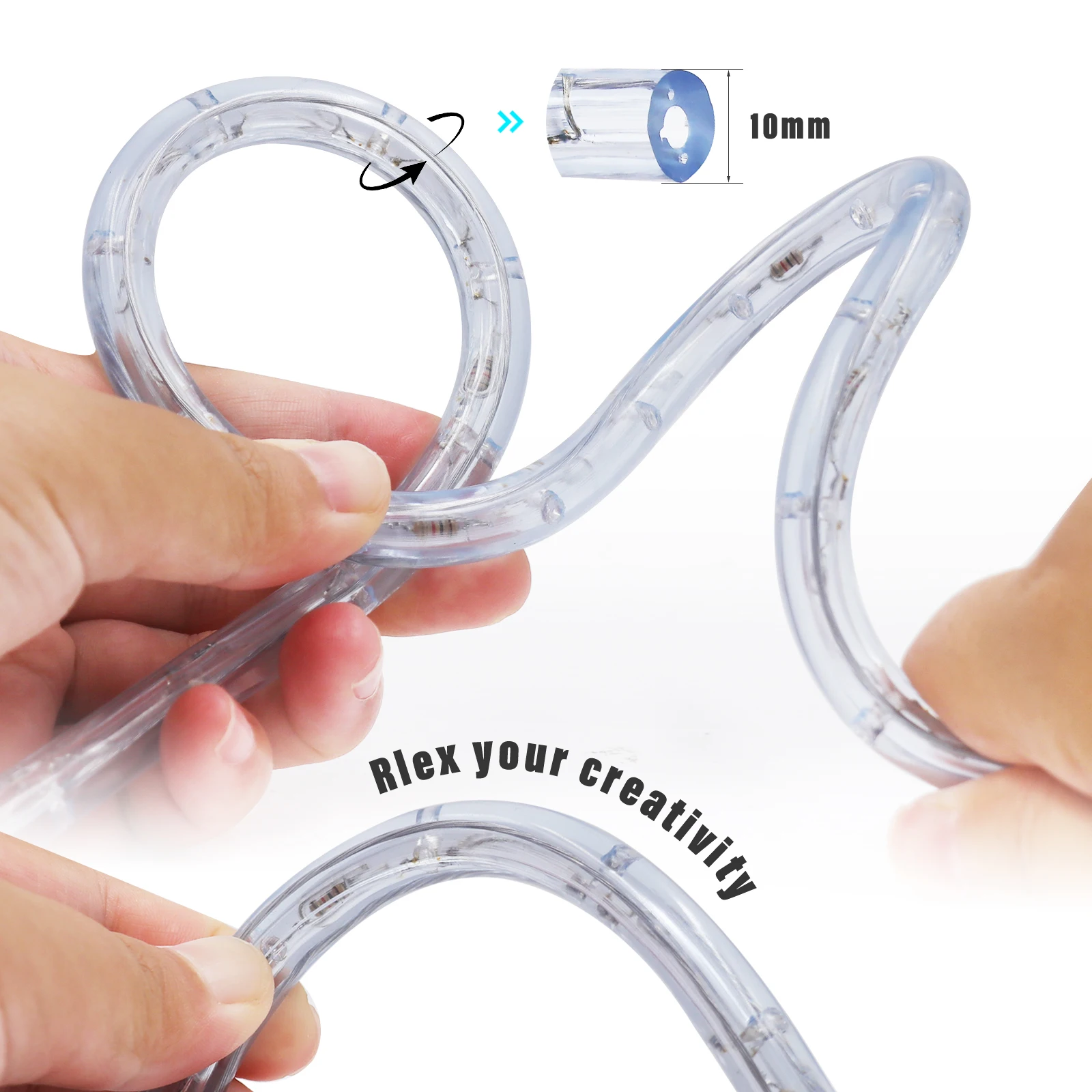 360 ネオンストリップライト AC 220V ラウンドネオンチューブ屋外防水 IP67 フレキシブルネオンライト EU プラグ付きブルー/レッド/グリーン/イエロー/RGB