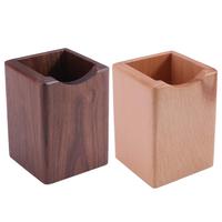 Natural Wooden Pencil Holder Multiple-use Black Walnut Wood Storage Box Large Capacity Square Pen Holder Cup School