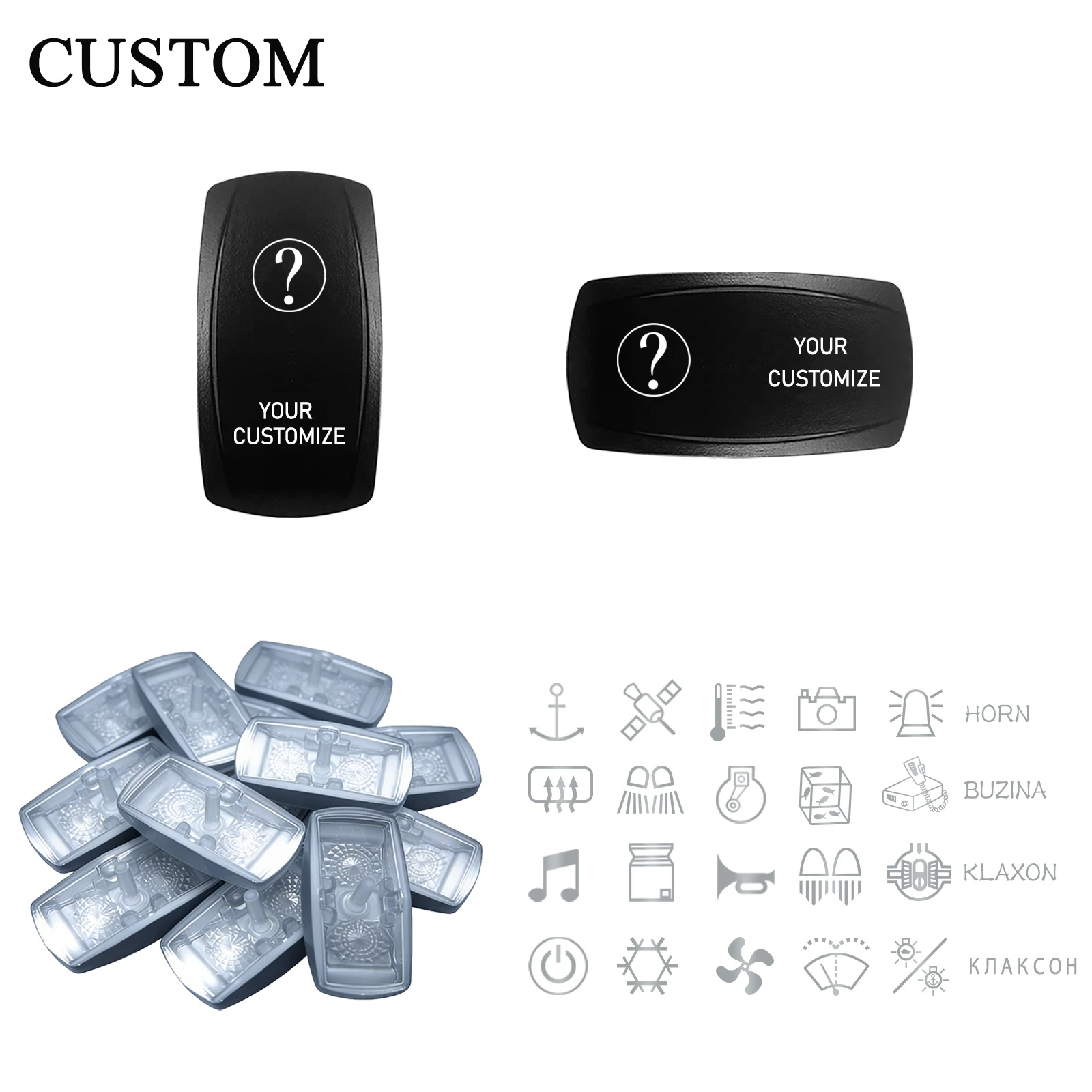 Custom Laser Etched Rocker Switch Cover (No Body) for Boat Car Bus Pickup Tractor Carling ARB NARVA Rocker Switch Cap Replace
