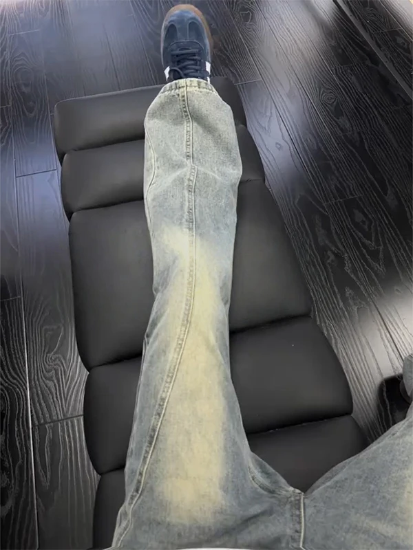 

Мужские джинсы American Retro Blue Cleanfit с косым кроем, в стиле High Street, зауженные, прямые, с легким расклешением, из смесового хлопка и полиэстера