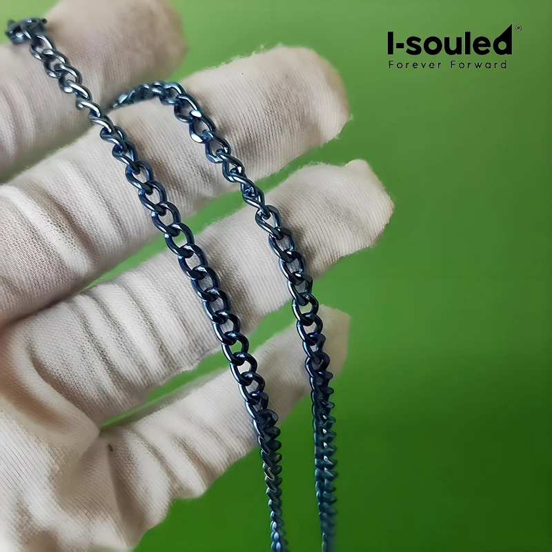 Minimalist Blue Titanium Chain Necklace - Unisex Sailor Fashion Jewelry Gift for Him/Her, Hypoallergenic Everyday Wear