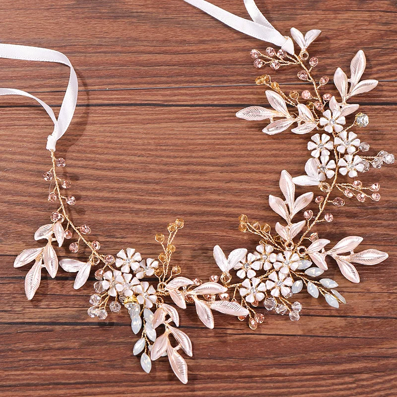 Wedding Headpiece Gold Tiaras Hair Vines Bridal Women Hairbands Hair Accessories Silver Color Headbands Flower Hair Jewelry