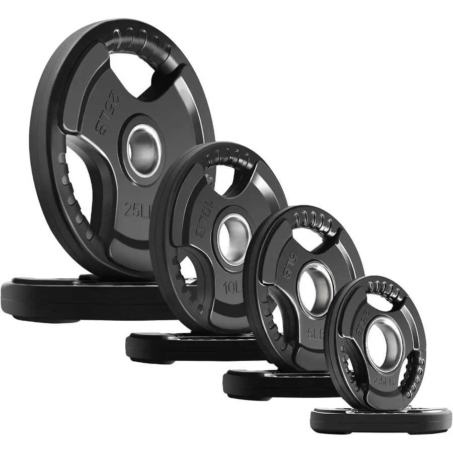 Gummigriffplatten für Langhantel, 2-Zoll-Hantelplatten für Gewichtheben und Krafttraining im Heim- und Fitnessstudio, 85 Pfund-Set