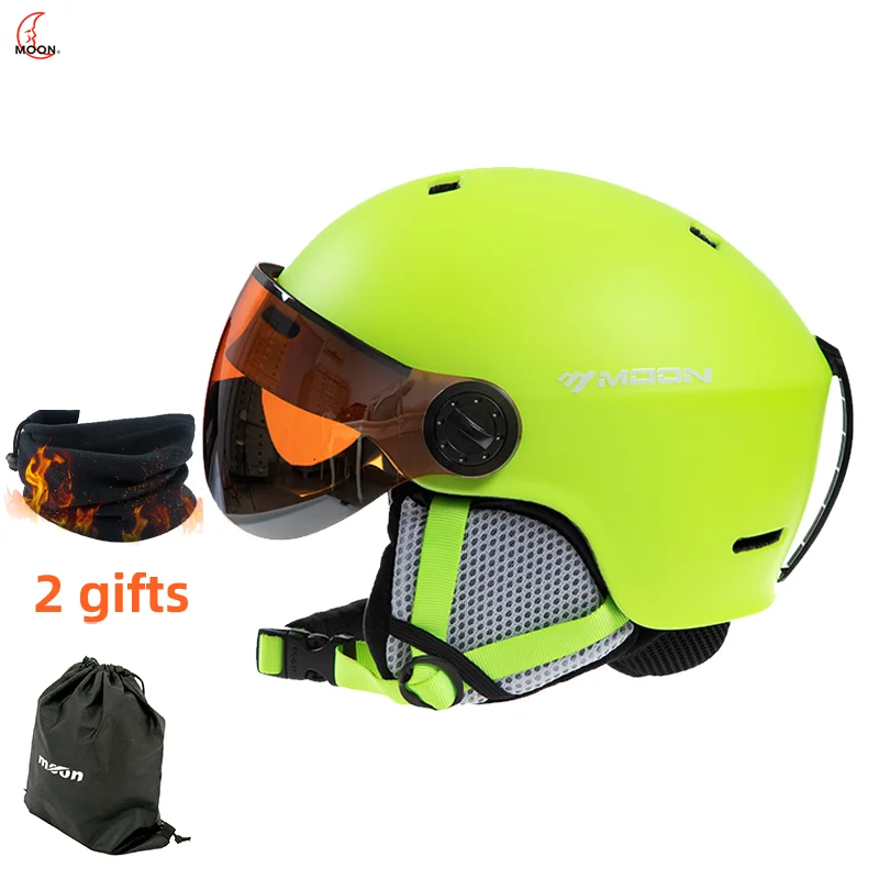 Visera de nieve moldeada, equipo de seguridad con gafas, casco de esquí, deportes al aire libre, Invierno