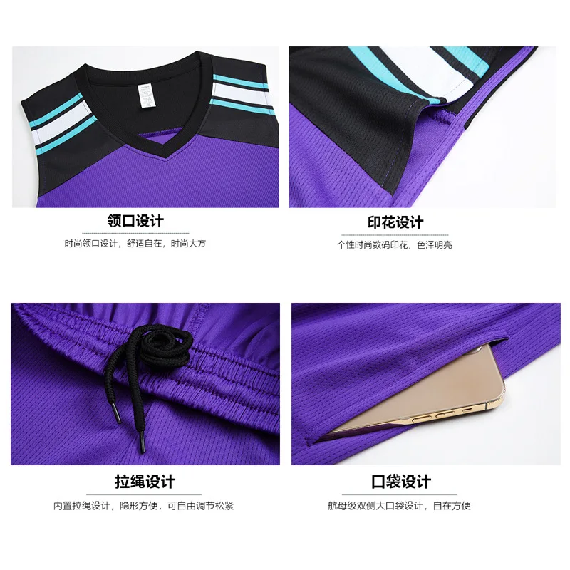 

American Set 'S Custom Basketball Summer Men'S Quick-Dry Polyester Fiber College Student Jersey