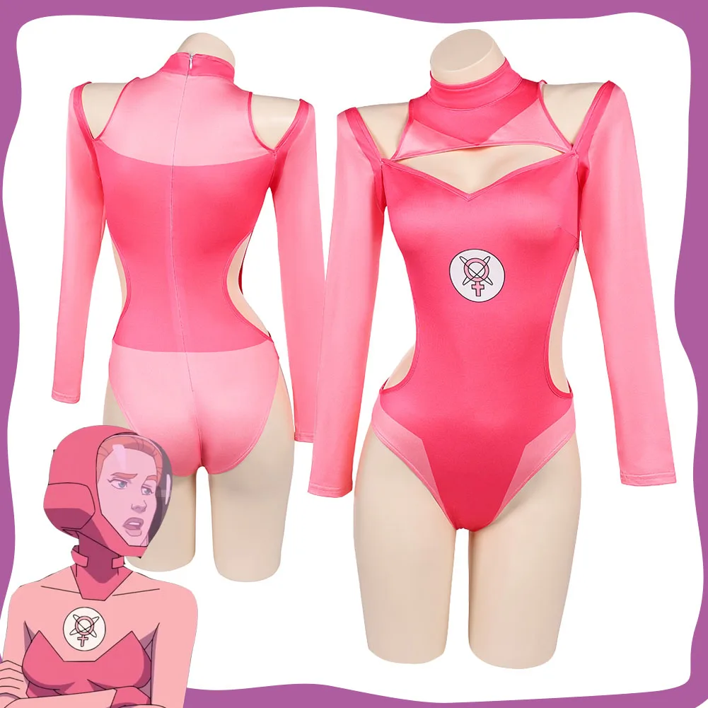 

Atom Eve Cosplay Women Pink Swimsuit Anime Game Invincible Jumpsuit Costume Disguise Outfits for Female Halloween Carnival Suit