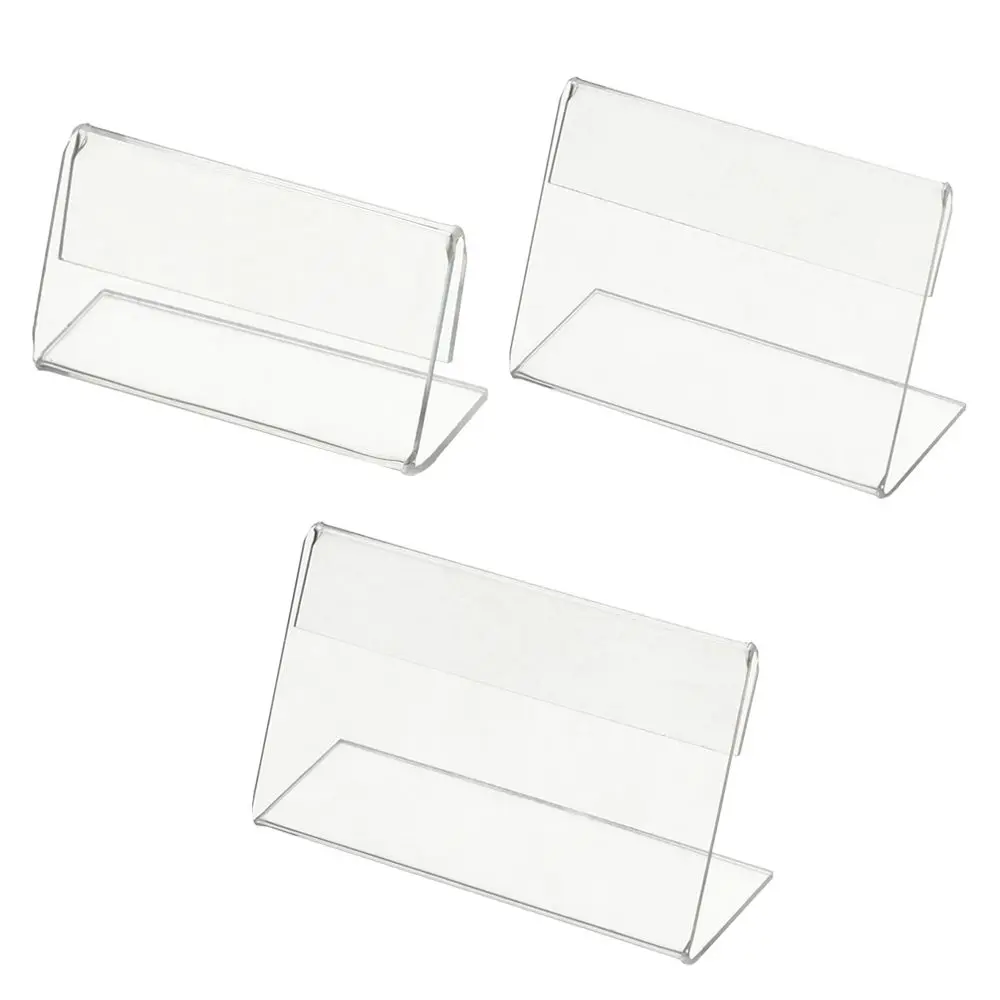 10 Pcs L Shape Clear Price Card Tag Clip Acrylic Sign Display Holder Counter Top Stands Poster Racks Plastic Mini Label Racks