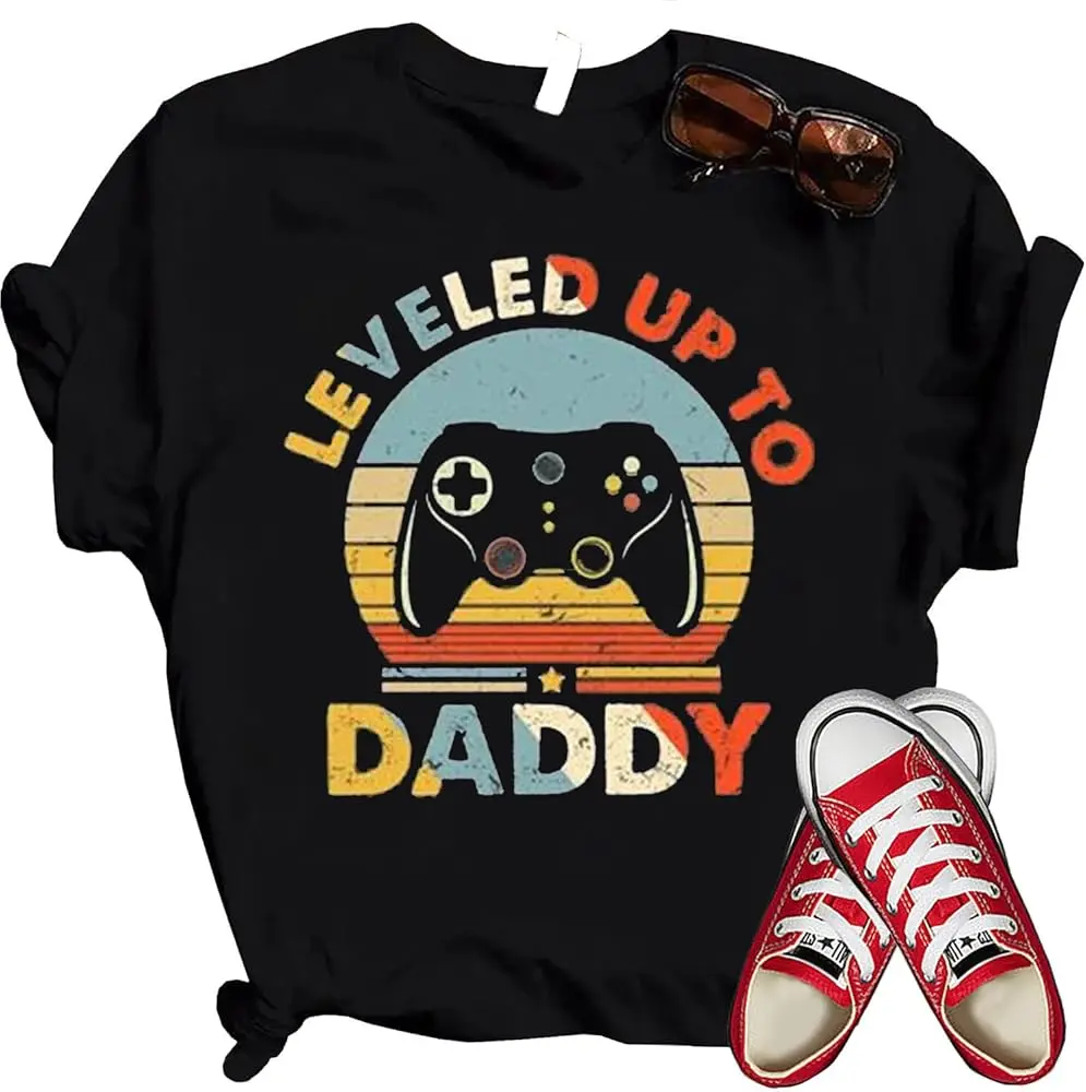 Generic Leveled Up to Daddy Player T-Shirt, Matching Dad Shirt, Gamer Dad Shirt, Retro Dad Shirt, Trendy Daddy Shirt