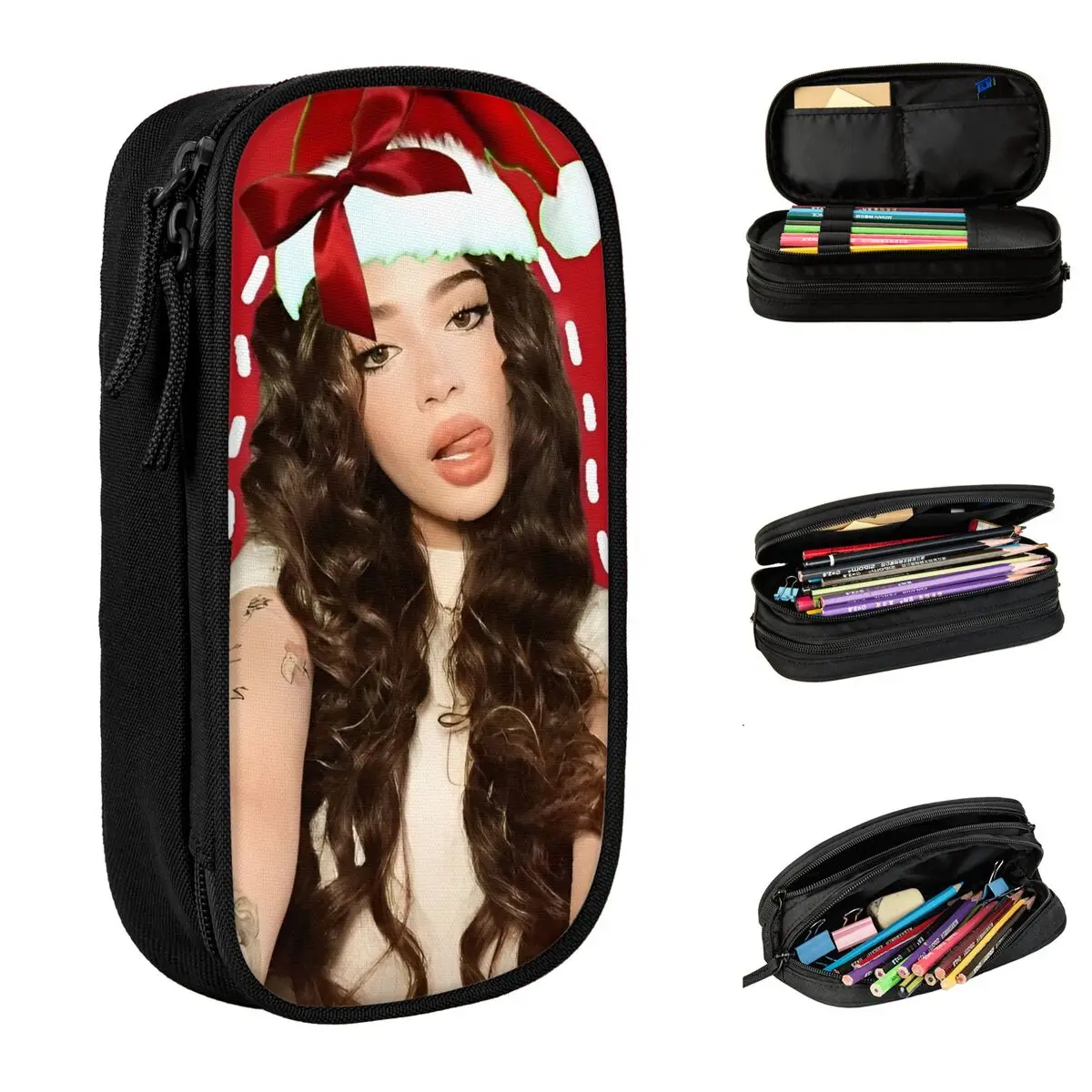 Singer Emilia Mernes Pencil Cases Fashion Merry Christmas Pen Holder Pencil Bags Kids Large Storage Office Gift Pencilcases