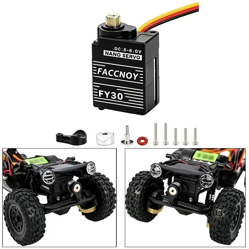 

Faccnoy Nano Metal Servo Fy30 Metal Gear Dc 5 To 6 0v With Servo Arm For 1 30 Axial Scx30 Rc Car Ford Bronco Wrangler