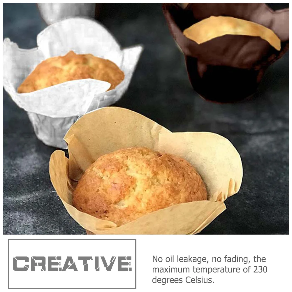 

100pcs Middle-Sized Baking Cups Cupcake Greaseproof Disposable Muffin Liners Cupcake Wrappers Baking Liners 230°C Heat Resistant
