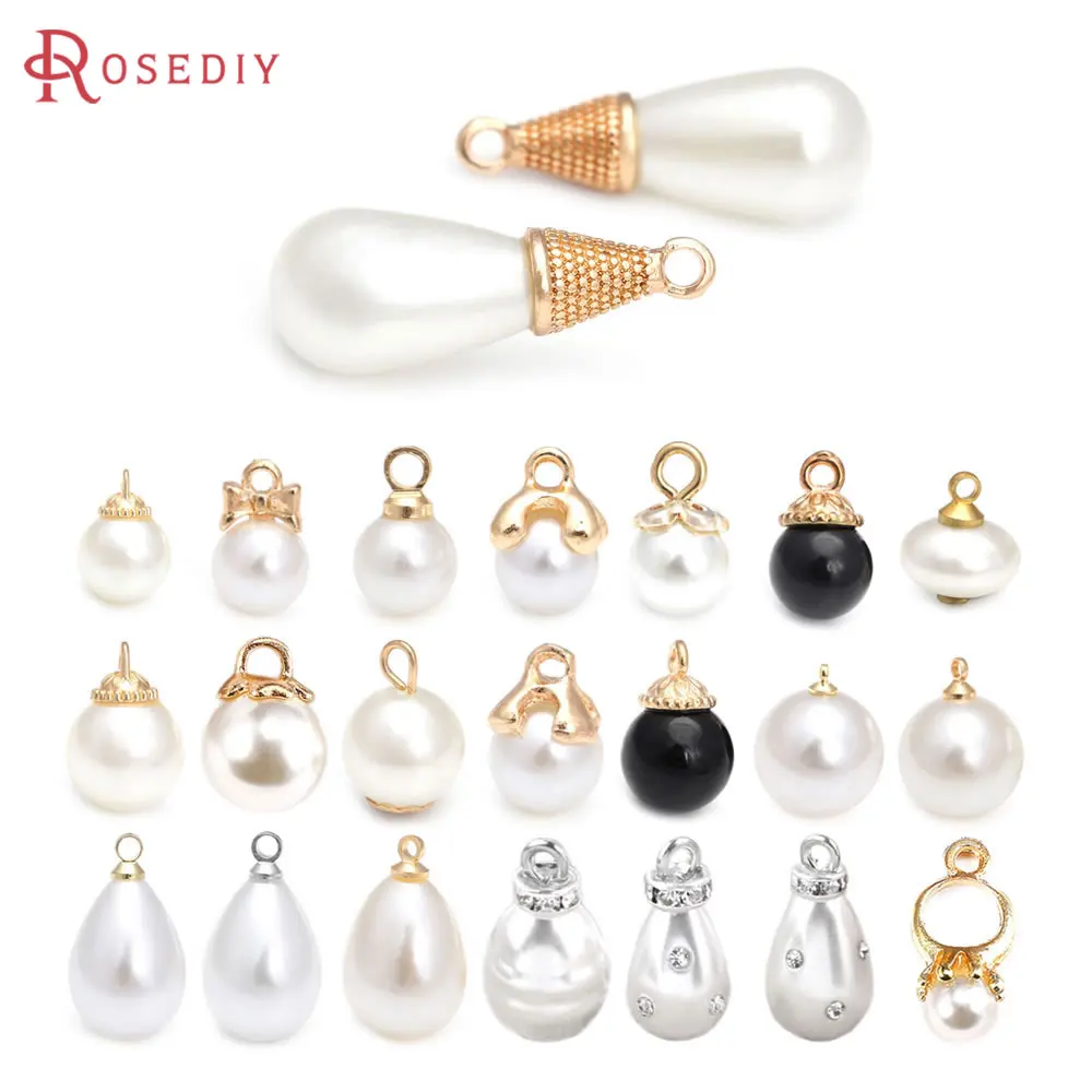 Plastic Imitation Round Ball, Drop Shape Beads, Charms, Pingentes, Achados, Acessórios, 6mm, 8mm, 10mm, 12mm, 14mm, 16mm, 20Pcs