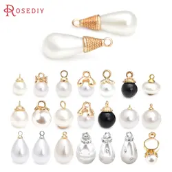20PCS 6MM 8MM 10MM 12MM 14MM 16MM Plastic Imitation Pearls Round Ball or Drop Shape Beads Charms Pendants Findings Accessories
