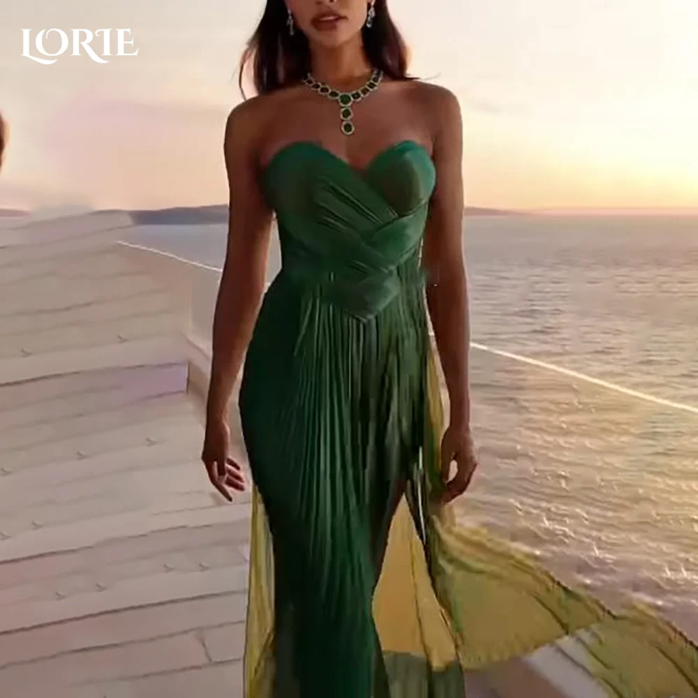 

LORIE Shiny Satin Mermaid Evening Dress Sweetheart Ruffle Bobycon Prom Dress Sexy Pleats Party Gown Customized Brithdays Dress