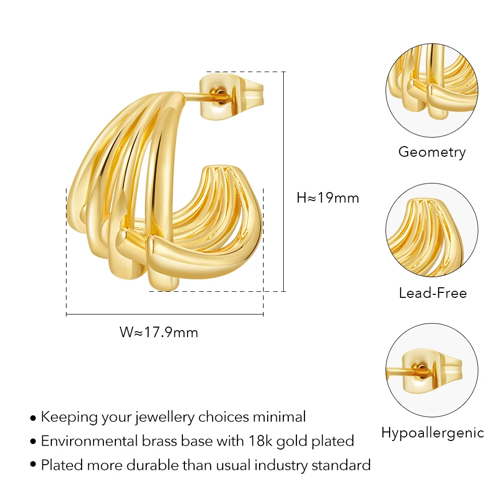 ENFASHION Aretes De Mujer Geometry Line Stud Earrings For Women\'s 18K Gold Plated In Earings Fashion Jewelry Cocktail E241638