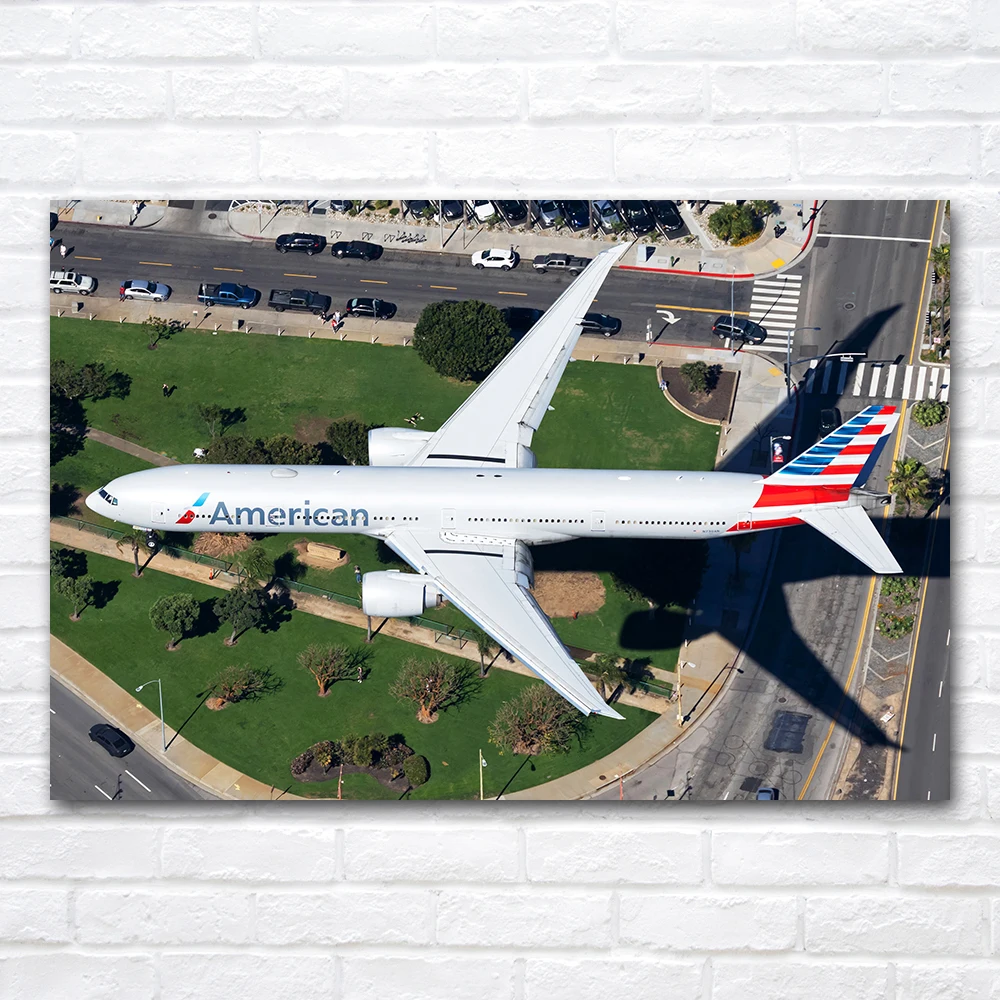 Airliner Boeing 777-300ER Wall Art Canvas Painting Passenger Airplane Poster Print Decorative Picture for Living Room Home Decor