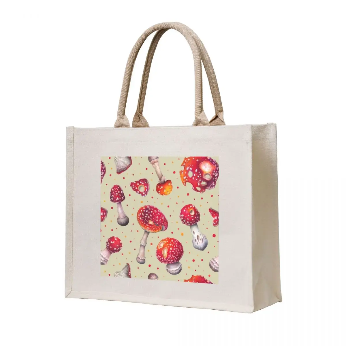 

Mushroom Confetti on Beige Background Tote Bag reusable shopping bag Customizable tote bag Women bags Handbags women