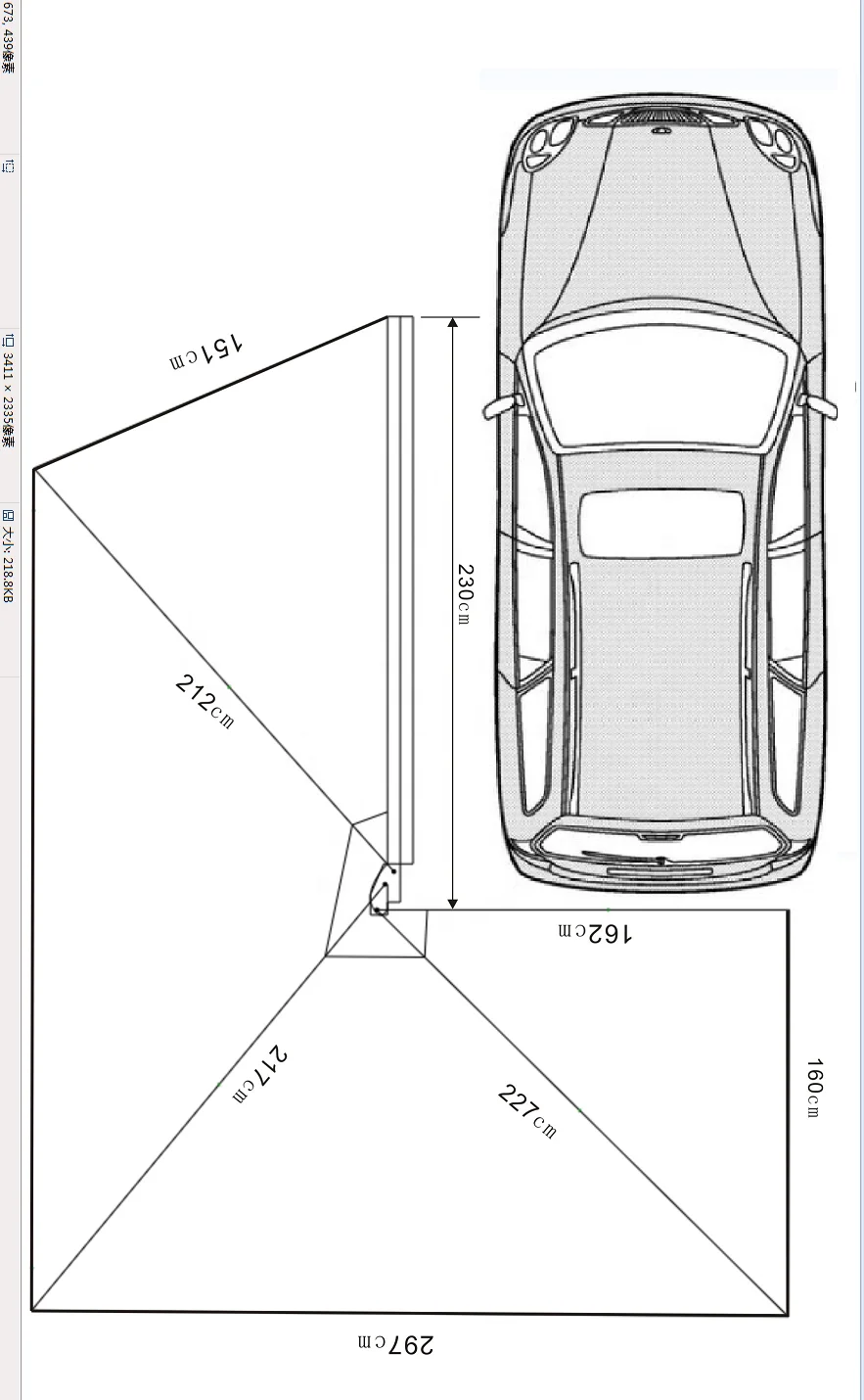 270 Degree Awning Legless Free Standing  Car Waterproof Awning Camping 4wd Foxwing Rear Car Awning 270