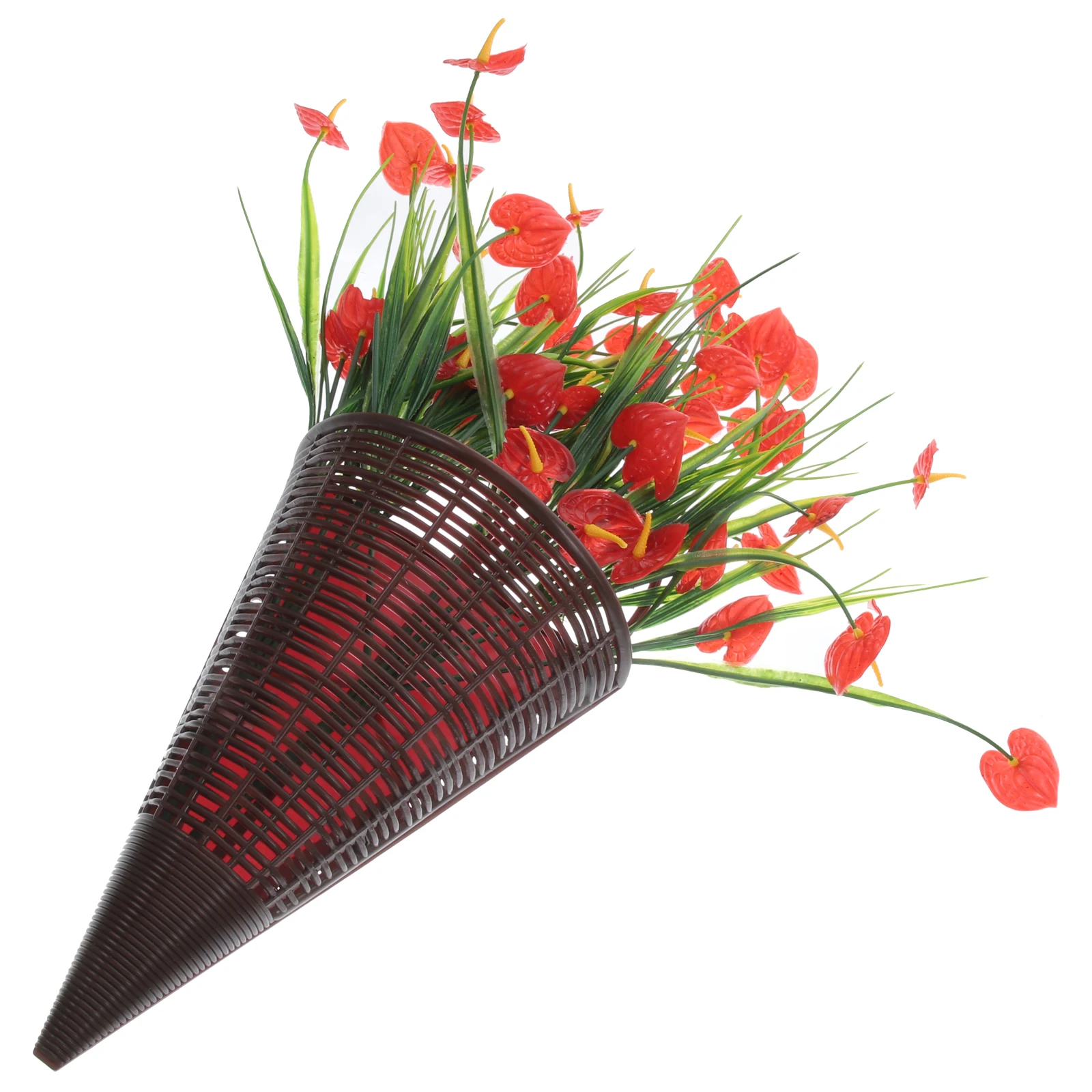 

Artificial Flowers Hanging Basket Simulation Decor Wall Faux Plants Rattan Home Office Space Green