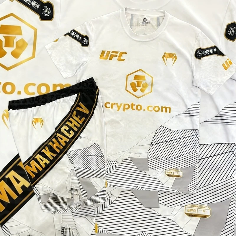 

УФК # 322 Боевой ночной исламMakhachev Боксерский комплект для мужчин и женщин ММА Негабаритные дышащие скоростные сушки боевые шорты с короткими рукавами