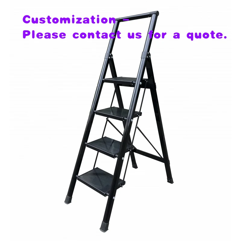 custom.Household Folding Aluminum Step Ladder EN131 Certified Modern Design Round Handrail Easy Storage